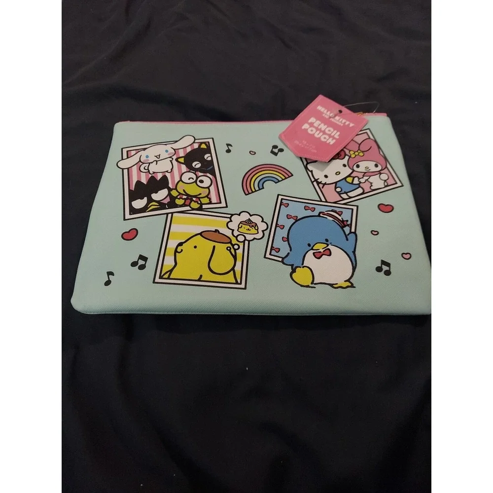 2024 Sanrio Hello Kitty & Friends Large Pink Teal Pencil Pouch‎ Case Zipper NEW